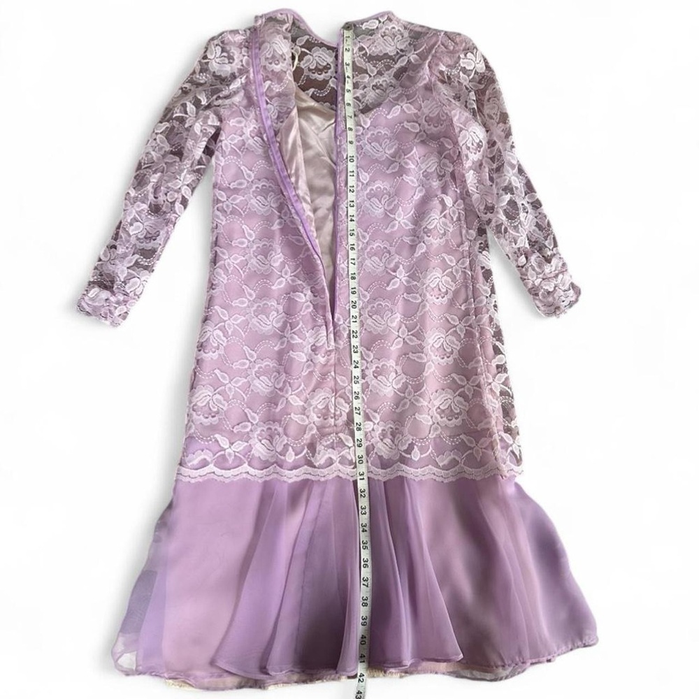 Vintage 70s or 80s Bridal Originals lilac floral lace bridesmaids dress size 10 - Picture 4 of 15